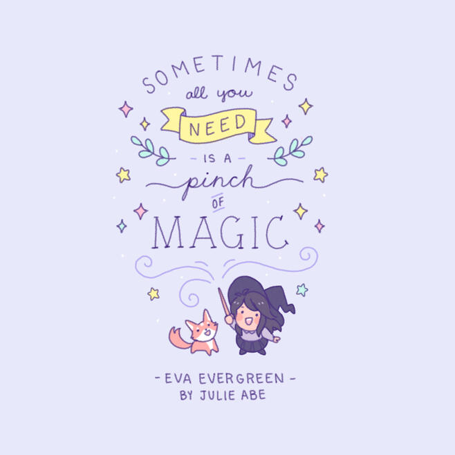 Print design for the preorder campaign of Eva Evergreen and the Cursed Witch by Julie Abe (2020)